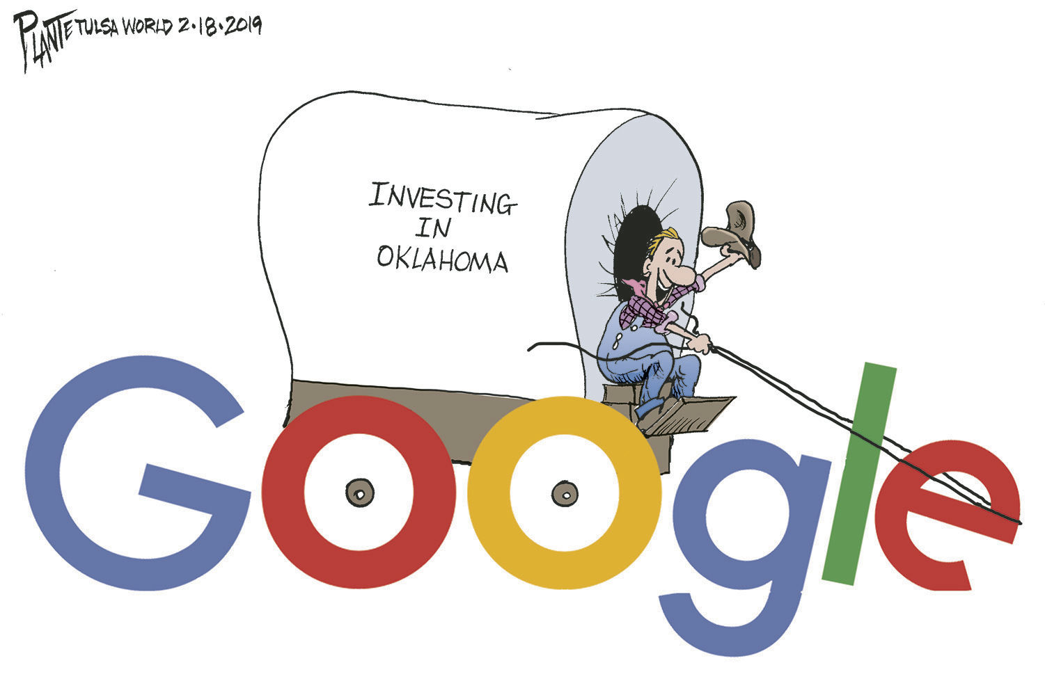 Bruce Plante Cartoon: Google wagon